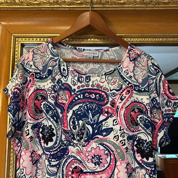 Cityview Multicolor Floral Tie Top - Size XL - Picture 2 of 5